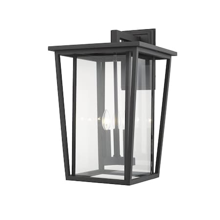 Seoul 3 Light Outdoor Wall Sconce, Black & Clear